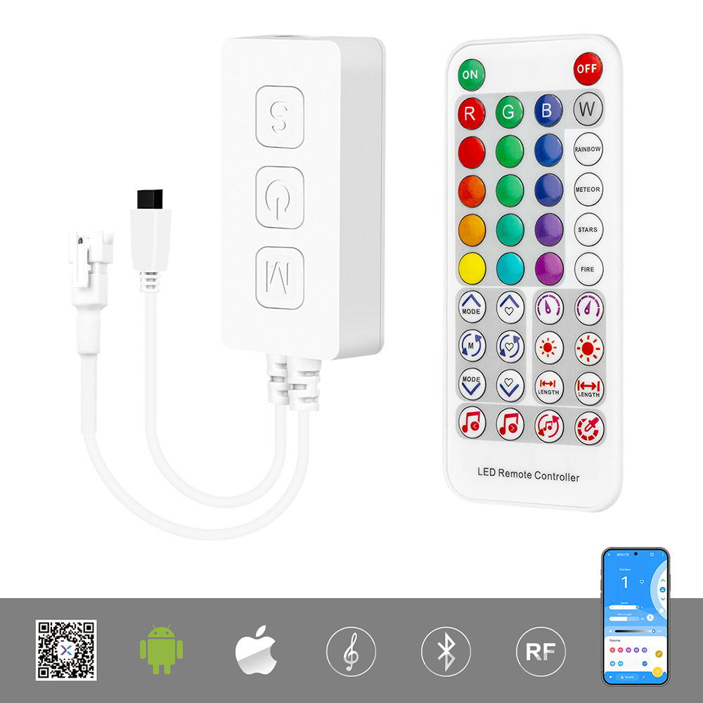 DC5-24V SP617E Bluetooth Music LED Controller Support WS2814, SK6812 RGBW LED Strips